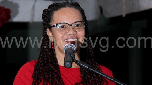 Hospital Administrator Grace Walters addressing the Unity Labour Party's Constituency Conference in Sandy Bay on Sunday, Feb. 23, 2025, where she was nominated as the party's candidate for North Windward in the next general elections, constitutionally due by February 2026 but widely expected by November.  