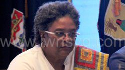 Prime Minister of Barbados, Mia Mottley in a Feb. 21, 2025 photo in Bridgetown, Barbados.
