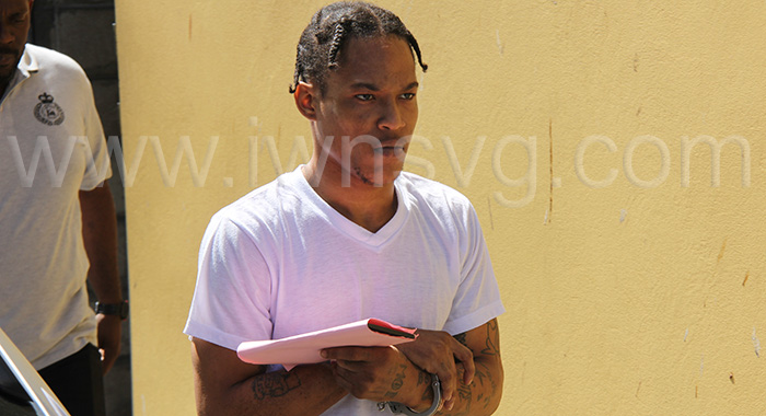 The accused, Omari Sargeant leaves the Calliaqua Magistrate's Court, sitting in Kingstown on Friday, Feb. 7, 2025.
