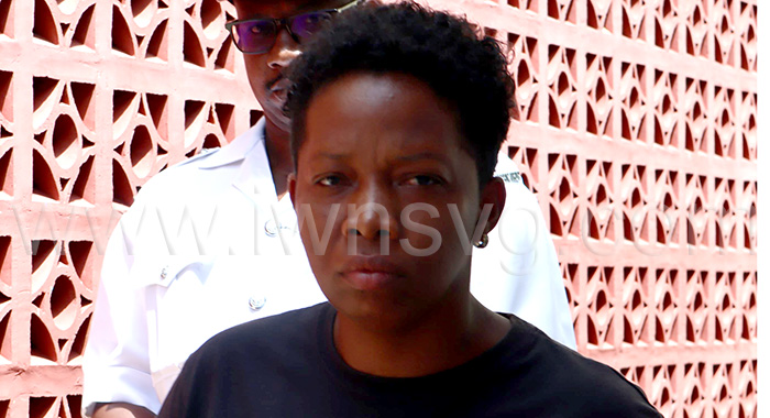 The defendant, Fiziela Clarke leaves the Georgetown Magistrate's Court on Monday, March 24, 2025.