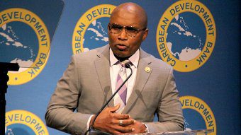 Ian Durant, the Caribbean Development Bank’s, director of economics, speaking at the bank's annual press conference in Bridgetown, Barbados on Wednesday, March 19, 2025.
