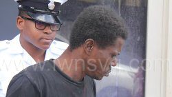 The defendant, Kent Johnson, in a Dec. 17, 2024 photo outside the Kingstown Magistrate's Court.  