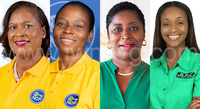 From left: NDP Senator, Shevern John, PResiden of NDP Women’s Arm, Ronnia Durham Balcombe; Grenada’s Leader of the Opposition, Emmalin Pierre and Rhoda Moy Crawford, a government MP in Jamaica.
