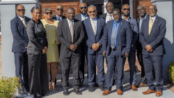Opposition New Democratic Party MPs and election candidates outside Parliament on Jan. 14, 2025.