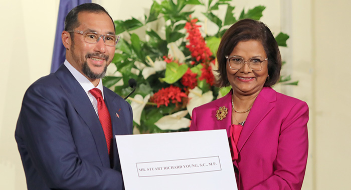 Prime Minister of Trinidad and Tobago, Stuart Young and President Christine Kangaloo on Monday, March 17, 2025.(Photo: Facebook/OPMTT