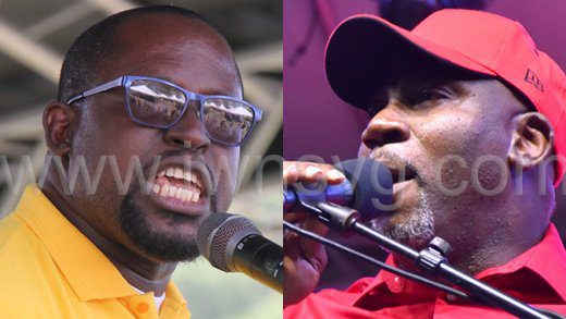 NDP candidate for Central Leeward, Conroy "Mix" Huggins, left, and Central Leeward MP, Orando Brewster of the ruling ULP.