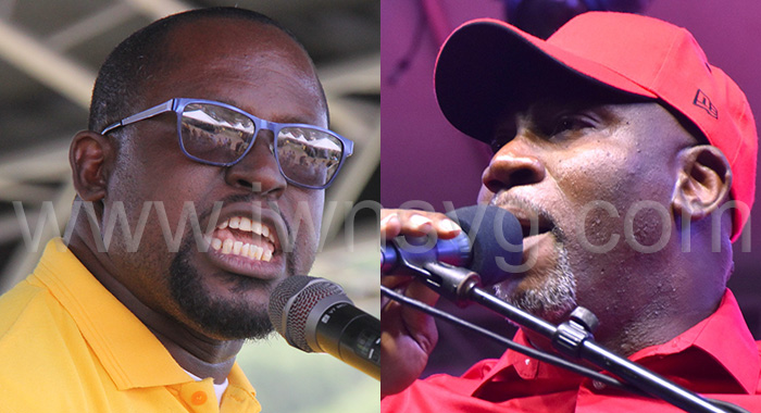 NDP candidate for Central Leeward, Conroy "Mix" Huggins, left, and Central Leeward MP, Orando Brewster of the ruling ULP.
