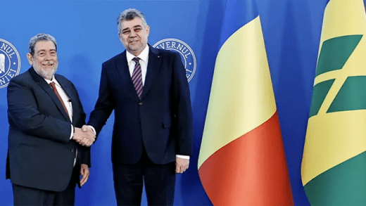 Prime Minister of St. Vincent and the Grenadines, Ralph Gonsalves, left, and his Romanian counterpart, Marcel Ciolacu in Romania last week. 