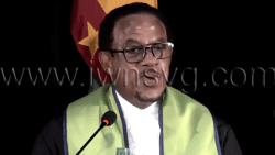 Acting Chief Justice of the Eastern Caribbean Supreme Court (ECSC), Mario Michel speaking during a special sitting of the court on Friday, April 25, 2025, to mark his retirement on May 5, 2025.
