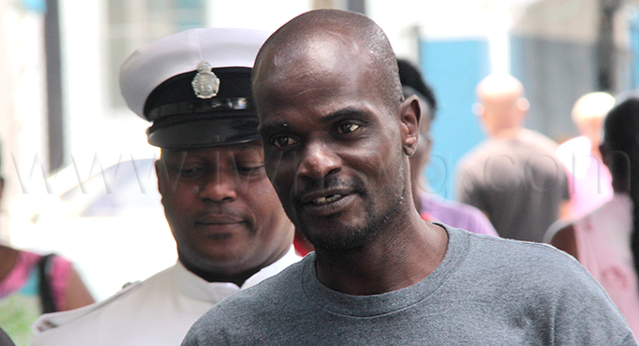 The defendant, Michael George aka Sparrow is escorted back to prison on April 16, 2025.