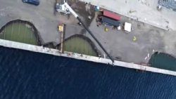 A photo showing some of the areas at the port where the declutching has resulted in the loss of reclamation material. 