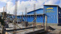 Rainforest Seafoods' "Big Blue" plant at Calliaqua with the retail outlet under construction in the forefront on Tuesday, April 29, 2025.