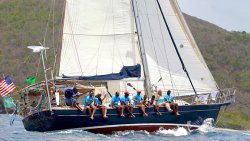 A US-flagged sailboat races during SVG Sailing Week in April 2025. SVG would expect to see fewer US visitors later this year and into 2026 as Donald Trump's tariffs begin to bite Caribbean tourism. (Photo: Facebook/DiscoverSVG)