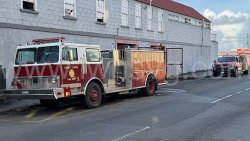 One of the two fire trucks was sent to St. Vincent after it was decommissioned in North America. 