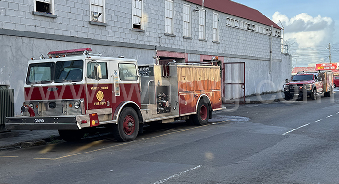 One of the two fire trucks was sent to St. Vincent after it was decommissioned in North America. 