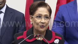 Prime Minister of Trinidad and Tobago, Kamla Persad Bissessar speaking at her first post-Cabinet press briefing in Port of Spain on Thursday, May 8, 2025.