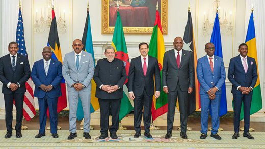 US Secretary of State, Marco Rubio, fifth from left, with leaders from the OECS and The Bahamas in Washington on Tuesday, May 6, 2025. (Photo: Facebook/US Embassy Bridgetown) 


