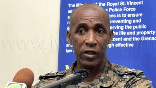 Assistant Commissioner of Police Christopher Benjamin speaking at the press conference in Kingstown on Monday, June 16, 2025.