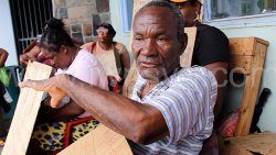 Eocen “Chin” Victory and other fish vendors during a protest at the Kingstown Fish Market in October 2022.