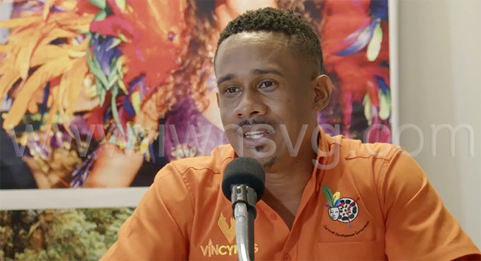 Rodney Small, CEO of the Carnival Development Corporation, speaking at a press conference in Kingstown on Tuesday, June 10, 2025.