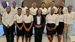 Janice Johnson-Campbell, learning & development manager at Sandals Saint Vincent (front row, centre), poses with student interns who took part in the four-week programme at the luxury resort located in Buccament Bay.