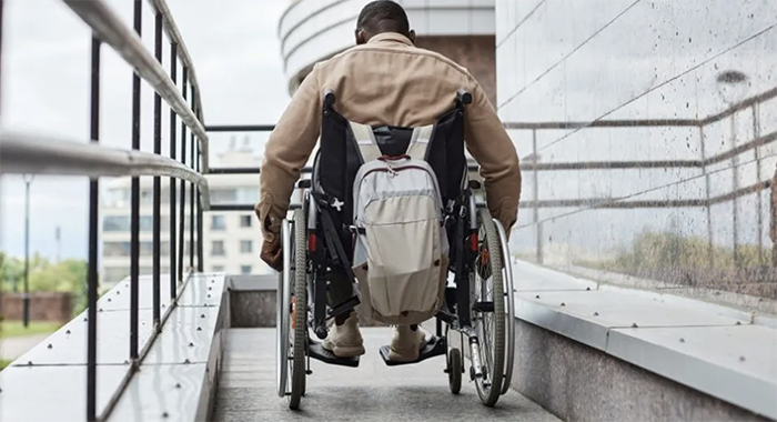 An internet photo of a person using a wheelchair.
