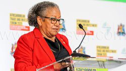 CARICOM Secretary General, Carla Barnett, addressing the opening ceremony of the two-day AfriCaribbean Trade and Investment Forum in St. George’s, Grenada on Monday, July 28, 2025.