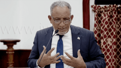 Opposition Leader Godwin Friday speaking in Parliament on Monday, July 28, 2025.