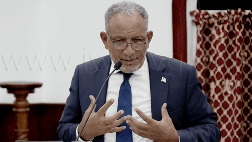 Opposition Leader Godwin Friday speaking in Parliament on Monday, July 28, 2025.