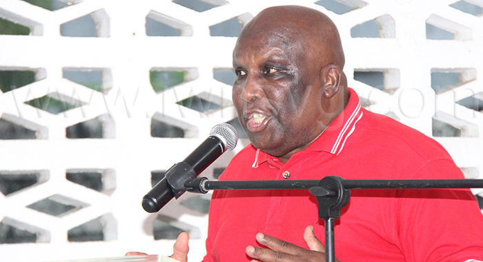 Marriaqua MP, Jimmy Prince speaking at the Unity Labour Party's constituency conference in Biabou on Saturday, July 19, 2025. 
