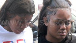 The defendants, Kerisa Jack, left, and Sadé Regisford, outside the Kingstown Magistrate's Court on July 9, 2025. 