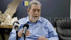 Prime Minister Ralph Gonsalves speaking at a press conference in Kingstown on Friday, July 11, 2025.