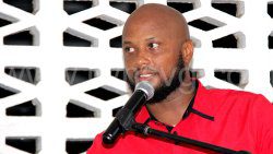 Community College lecturer Darron Rodan John delivers his maiden address after being as the Unity Labour Party's candidate for South Windward in the next general elections in Biabou on Saturday, July 19, 2025.