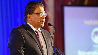 Trinidad and Tobago Energy and Energy Industries Minister, Roodal Moonilal, speaking in Trinidad on Tuesday, July 1, 2025.