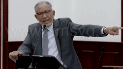 Opposition Leader Godwin Friday speaking in Parliament on Thursday, Aug. 7, 2025.