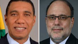 Jamaica Labour Party (JLP) leader, Prime Minister Andrew Holness, left, and Opposition Leader, Mark Golding.