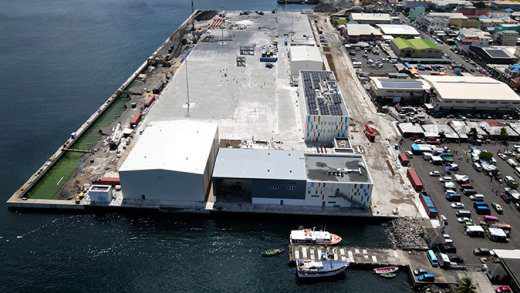 The new port in Kingstown in a photo published by the state-owned API on July 27, 2025.