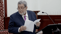 Prime Minister Ralph Gonsalves speaking in Parliament on July 28, 2025.
