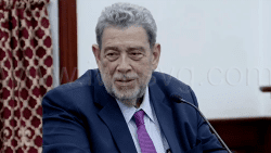 Prime Minister Ralph Gonsalves speaking in Parliament on Friday, Aug. 8, 2025.