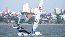 Scarlett Hadely racing on the river at Encarnacion in Paraguay.