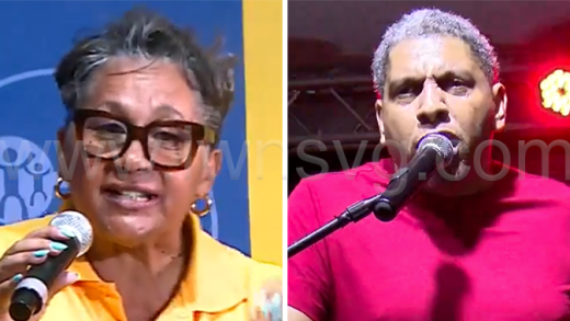 Opposition New Democratic Party candidate for East St. George, Laverne Gibson-Velox and East St. George MP, Camillo Gonsavles. 