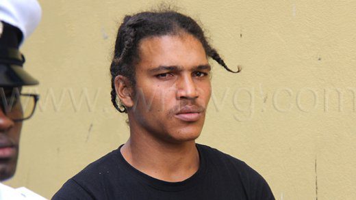 The defendant, Demran Bobb aka “German” and “Red Rat”, outside the Serious Offences Court, in Kingstown, on Tuesday, Sept. 16, 2025.