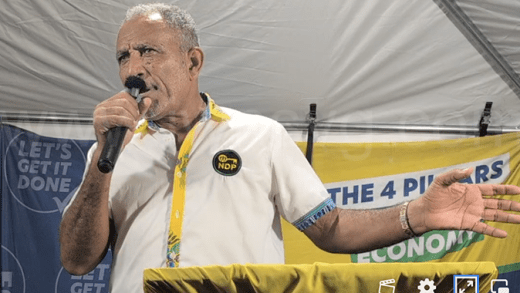 Opposition Leader Godwin Friday campaigning in Town Hill, Kingstown on Monday, Sept. 1, 2025.