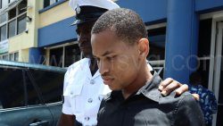 The defendant, Kyle Nimblet, outside the Kingstown Magistrate's Court on  Sept. 9, 2025. 