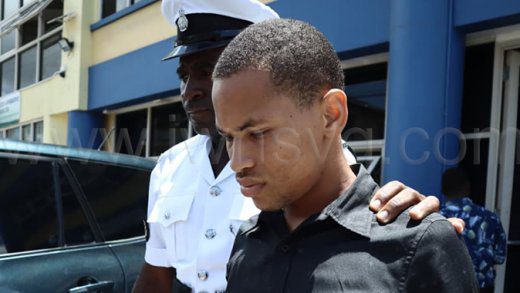 The defendant, Kyle Nimblet, outside the Kingstown Magistrate's Court on  Sept. 9, 2025. 