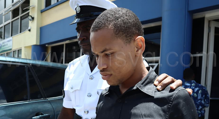 The defendant, Kyle Nimblet, outside the Kingstown Magistrate's Court on  Sept. 9, 2025. 