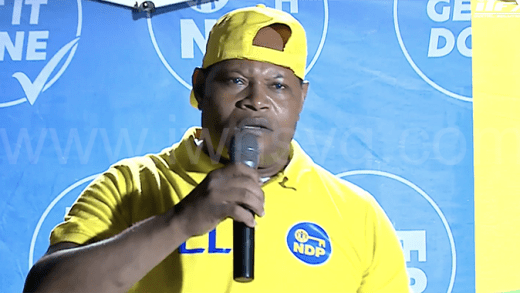 Educator Palmore Wilson campaigning on behalf of the main opposition New Democratic Party in Buccament Bay on Thursday, Aug. 28, 2025.
