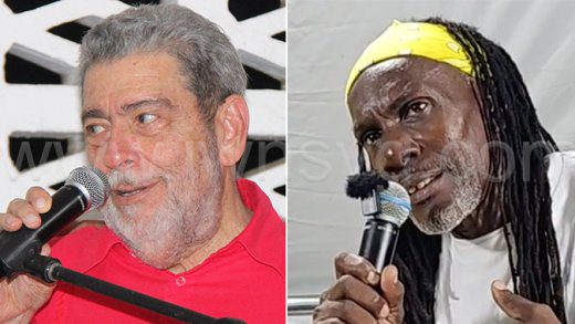 Prime Minister Ralph Gonsalves, left, and Aster John aka Ras John.