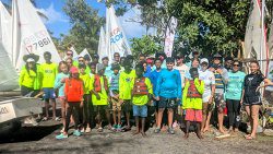 Sailors and volunteers ready to set sail at the Youth National Championships.