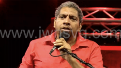 Minister of Finance and East St. George MP, Camillo Gonsalves, speaking at a Unity Labour Party rally in Calliaqua on Oct. 19, 2025.